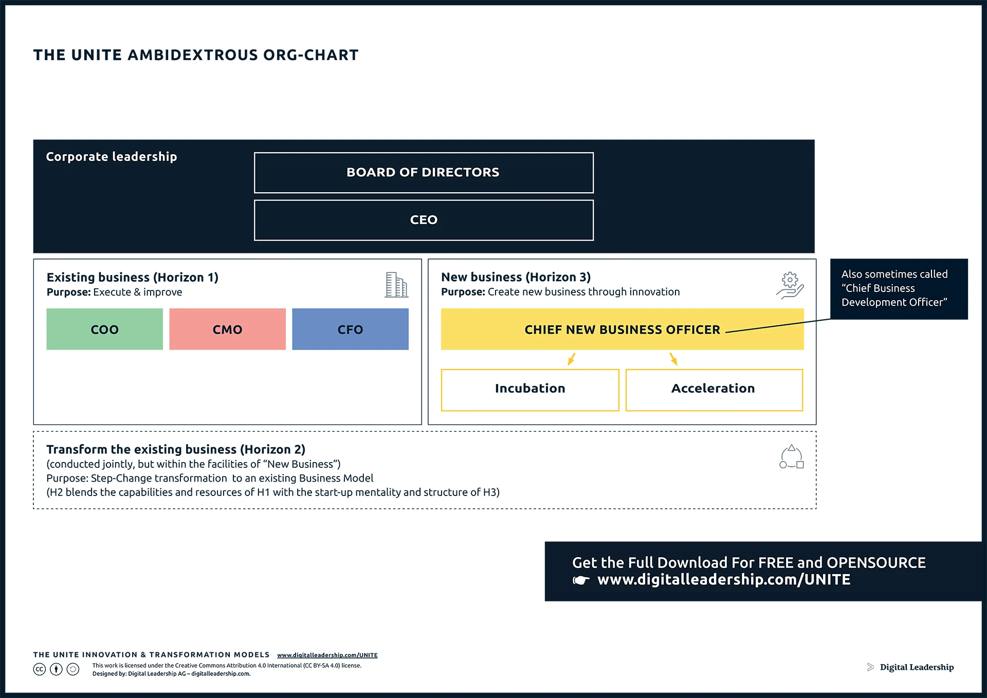 The UNITE 3 Horizons of Growth Ambidextrous Organizational Chart